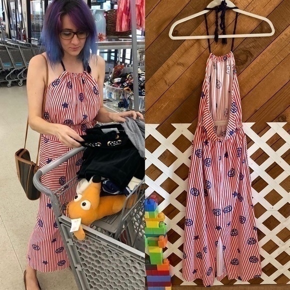 Vintage style nautical striped halter dress - Picture 1 of 16